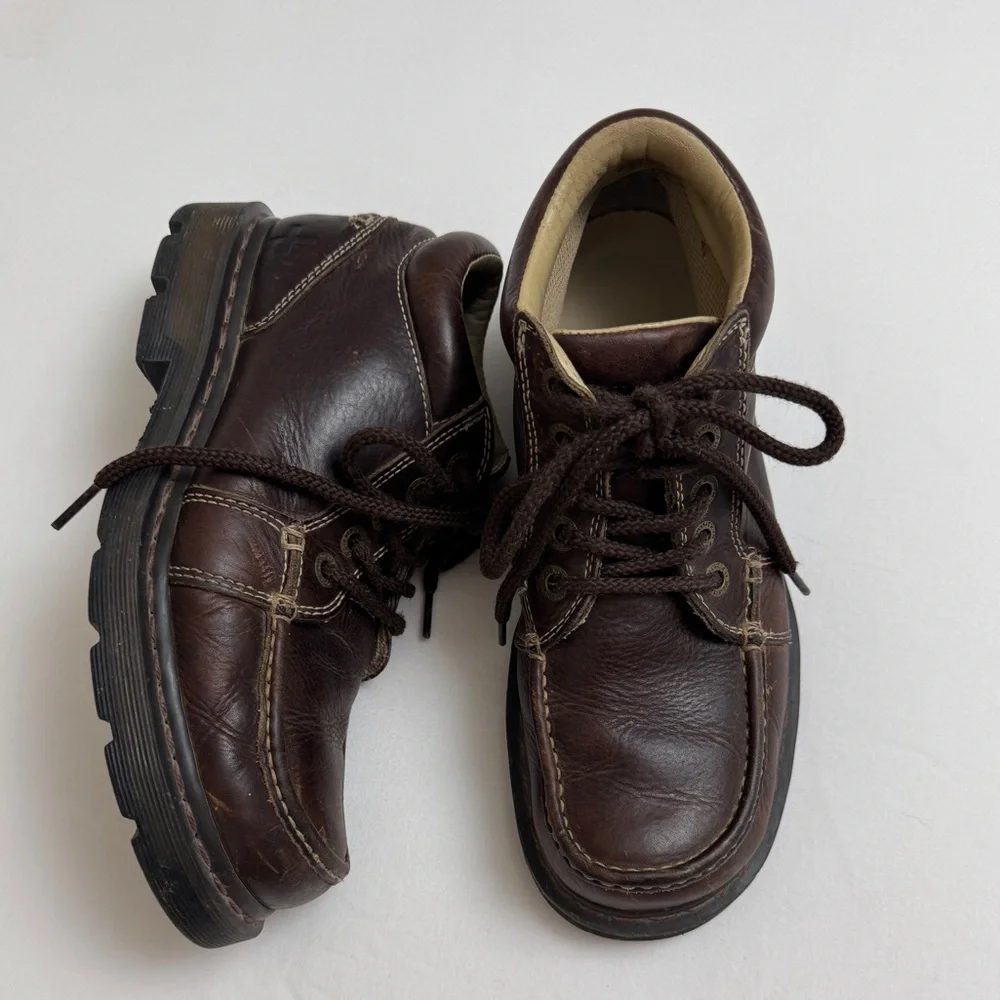 Vintage Dr. Martens 90s Brown Leather Chunky Lace Up Boots M Size 9 W Size 10